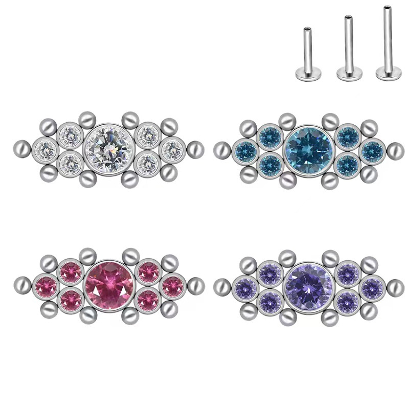 F136 Titanuim Labret Stud with CZ