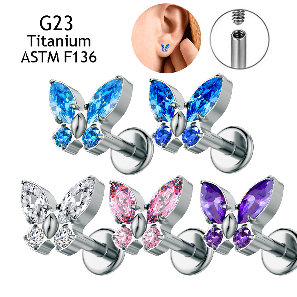 Butterfly-shaped Ear Stud and Lip Stud