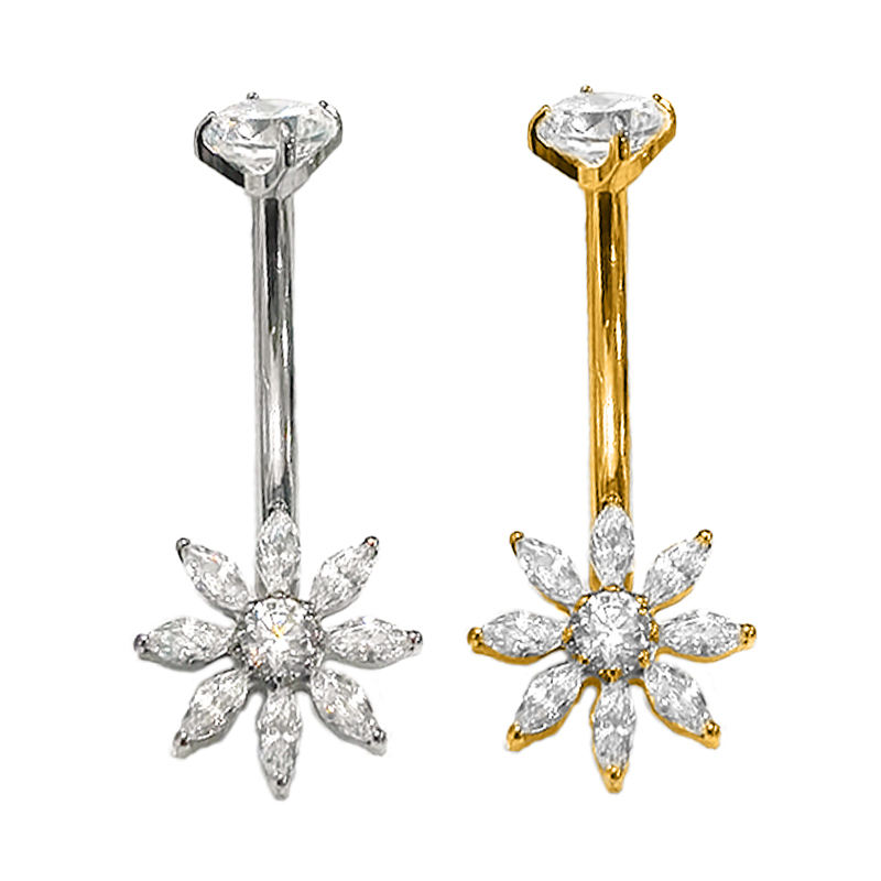 Flower-shaped Belly Button Bar