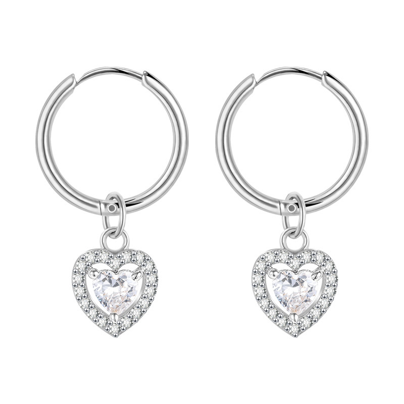 Ear Huggies with Heart Dangle