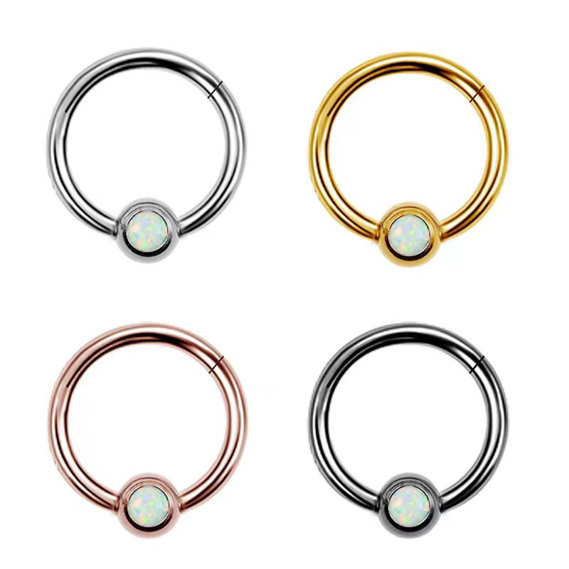 Hinged Segment Ring with Opal