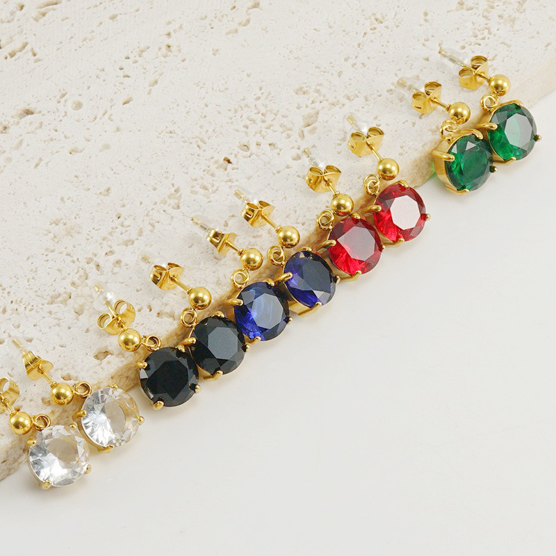 Ear Stud with Zircon Dangle