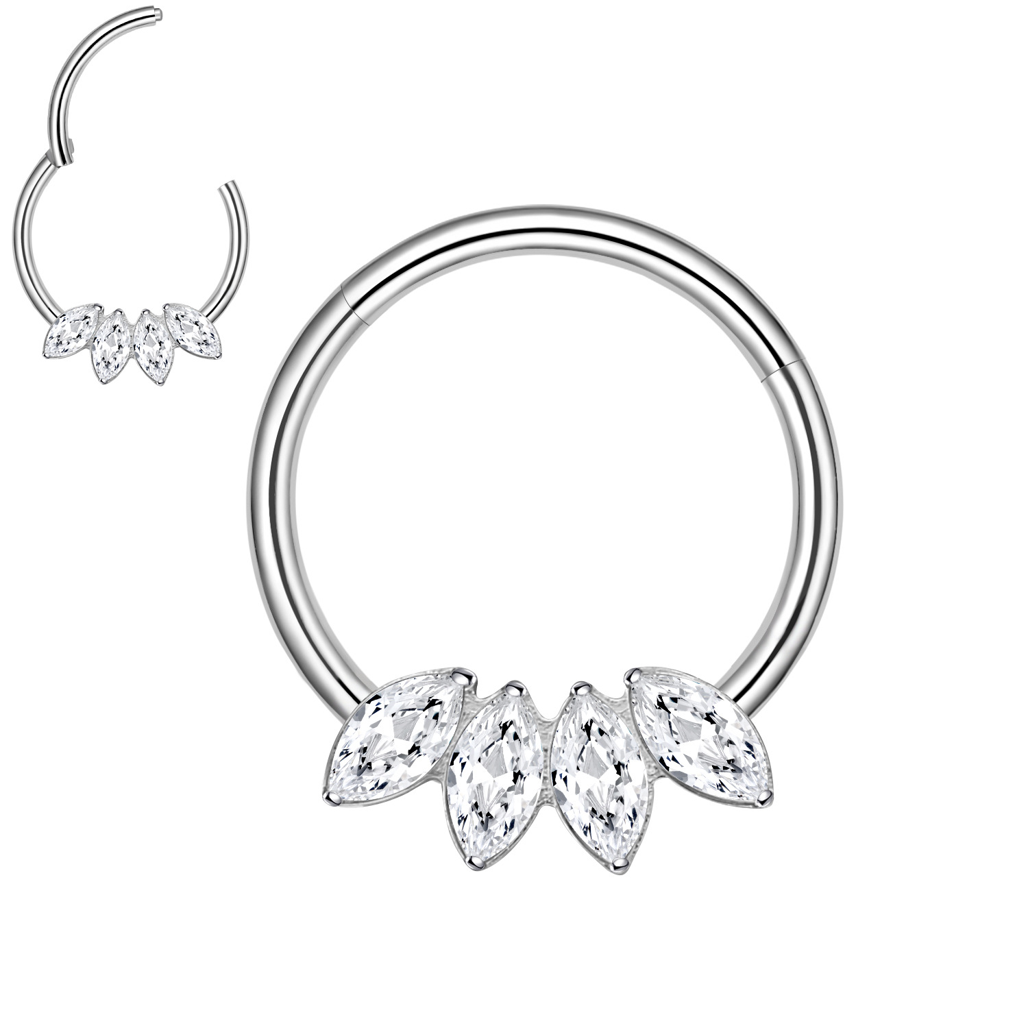 Hinged Segment Ring with 4 Marquises