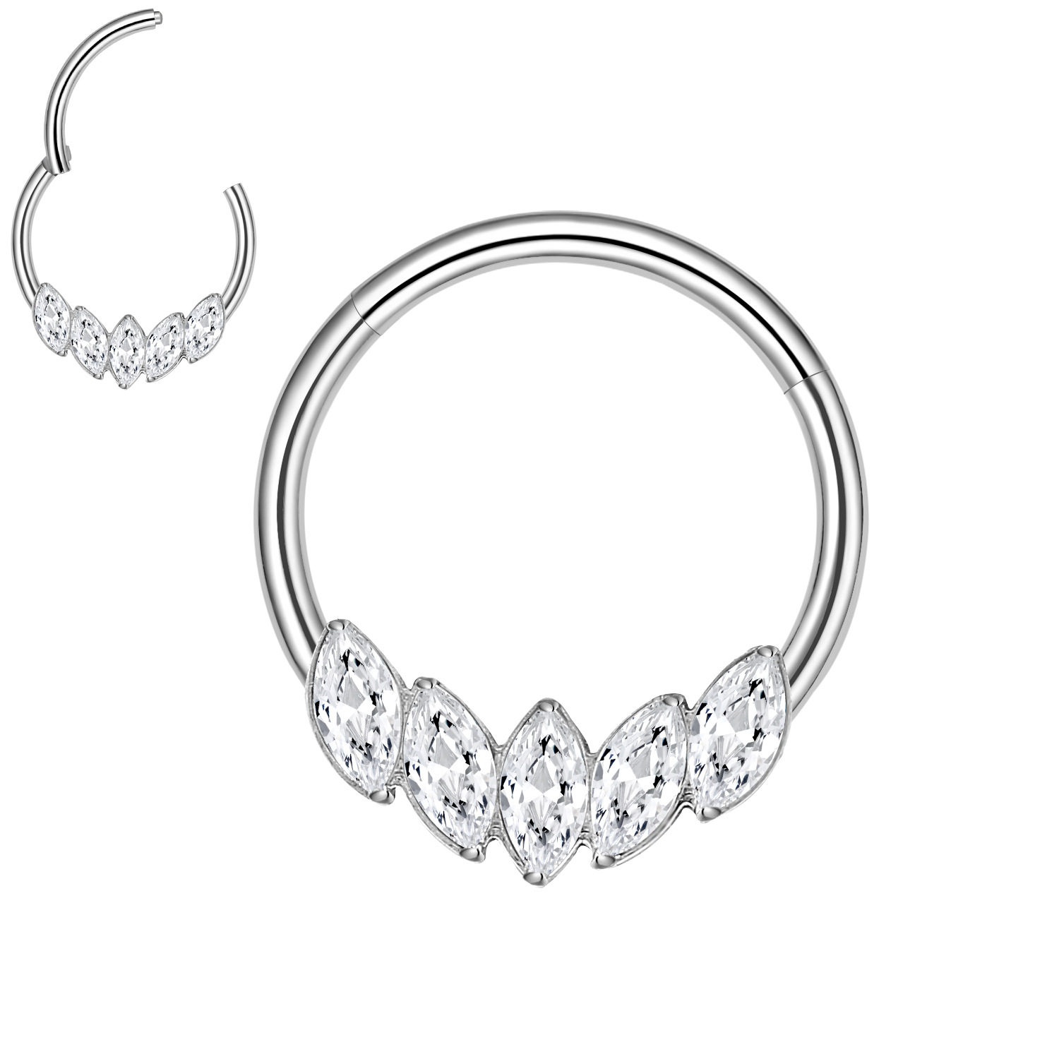 Hinged Segment Ring with 5 Marquises