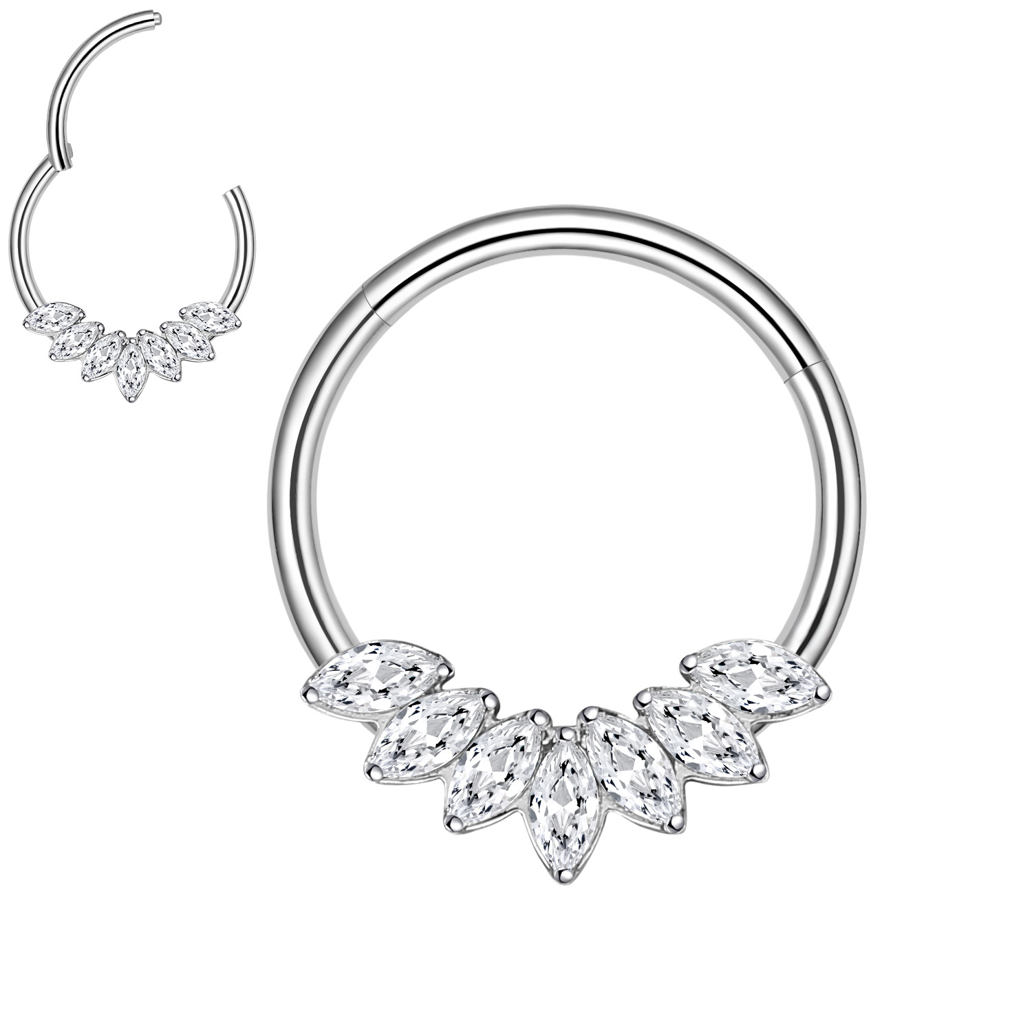 Hinged Segment Ring with 7 Marquises