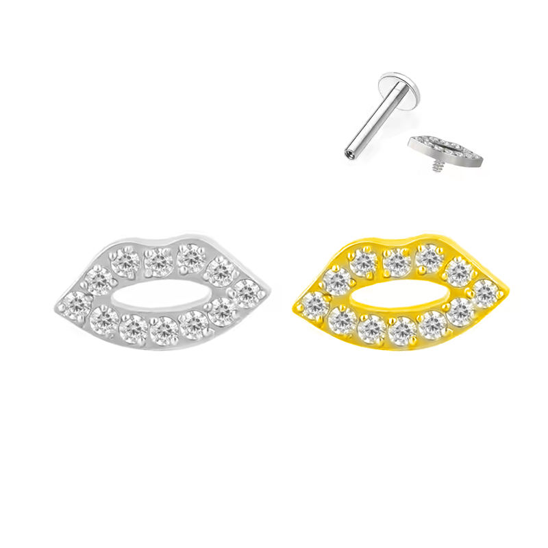 Threadless Lip Stud with CZ Top