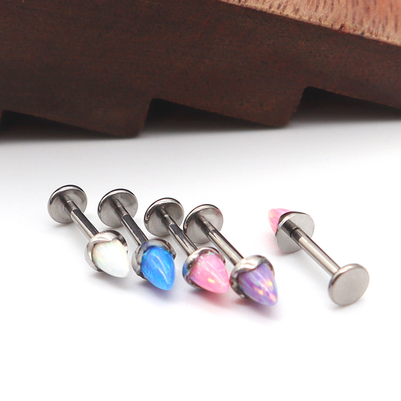 F136 Titanuim Piercing Stud with Opal(图1)