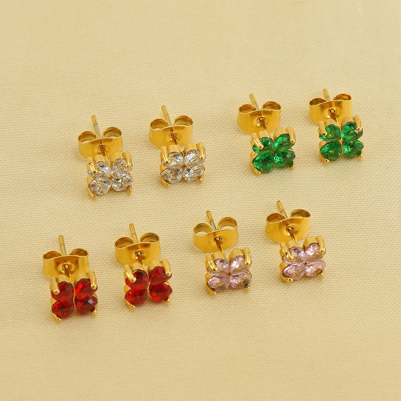 Ear Stud with Flower Zircon(图1)
