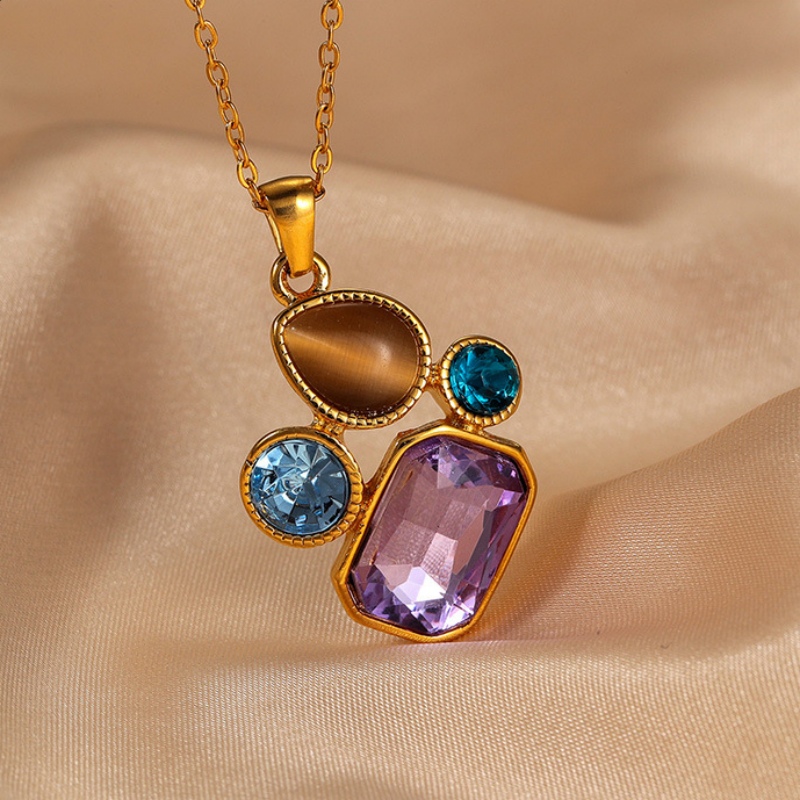 18k Gold Plated Necklace with Zircon(图1)