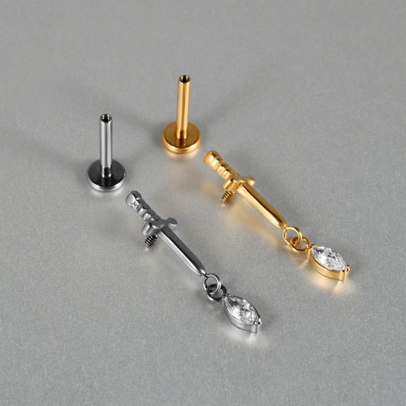 Ear and Labret Stud with Sword Top(图1)