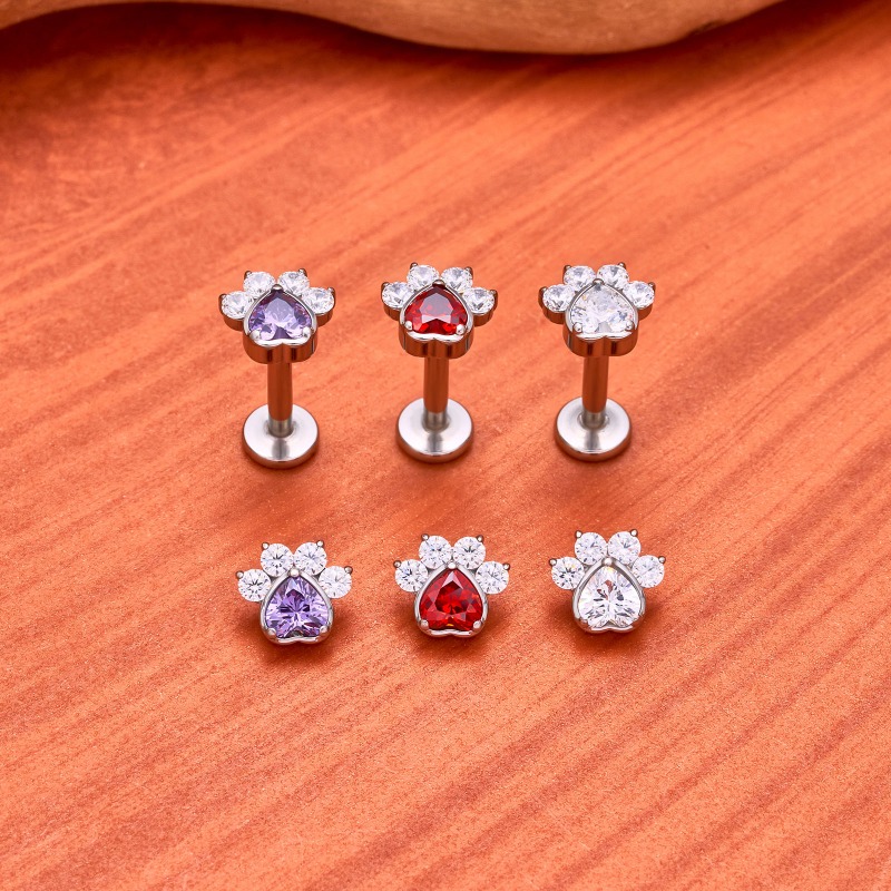 Labret Stud with Bear Foot Top(图1)