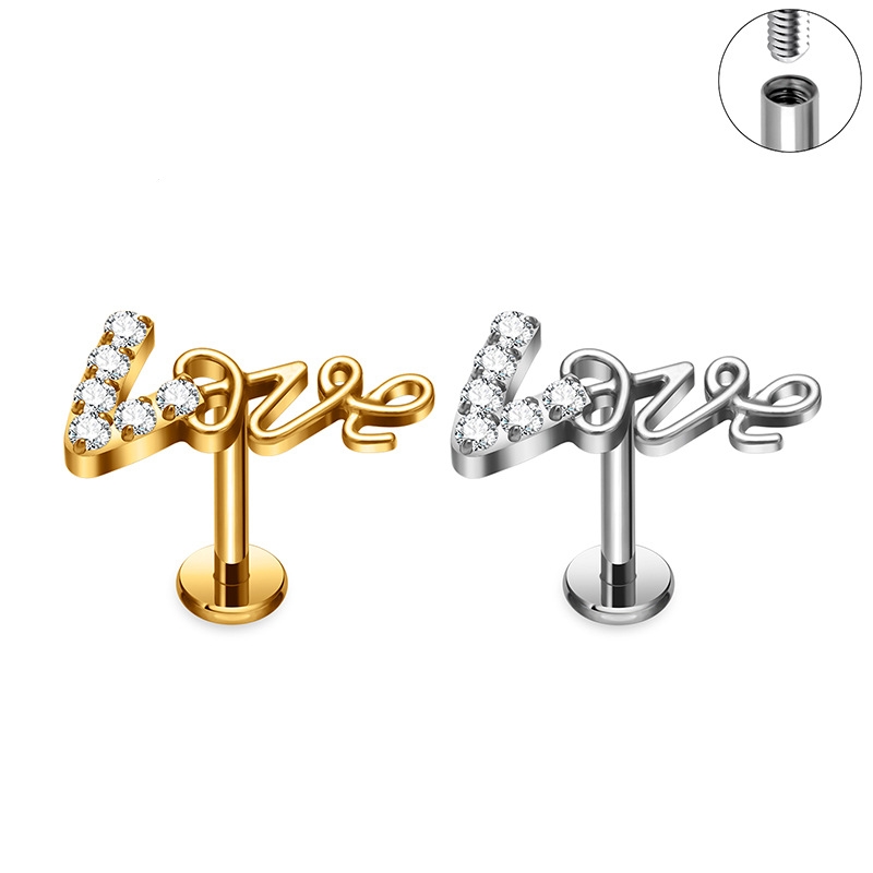 Labret and Ear Stud with LOVE Top(图1)